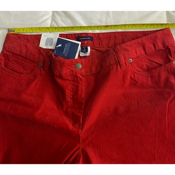 Lands End Womans Vermilion Red Fit 1 Size 18 Straight Leg Corduroy Pants Pockets - Picture 10 of 13